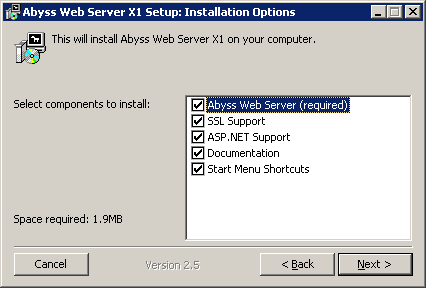 abyss web server no shtml file